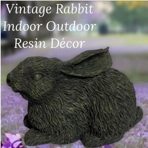 Rabbit Statue Figurine Indoor Outdoor Resin Garden Patio Decor Bunny Home Decor